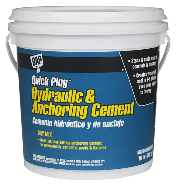 DAP Quick Plug 14090 Hydraulic and Anchoring Cement, Powder, Gray, 28 days Curing, 10 lb Pail [SKU: ORG6201677]