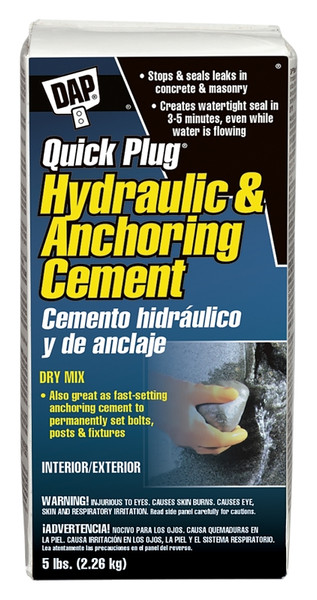 DAP Quick Plug 14086 Hydraulic and Anchoring Cement, Powder, Gray, 28 days Curing, 5 lb Box [SKU: ORG6333140]