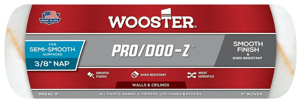 WOOSTER RR642-9 Paint Roller Cover, 3/8 in Thick Nap, 9 in L, Woven Fabric Cover, White [SKU: ORG6767156]