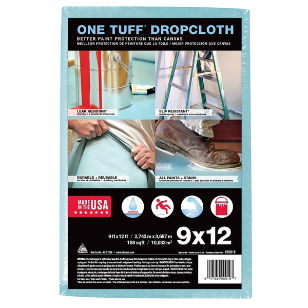 Trimaco ONE TUFF 90099 Drop Cloth, 15 ft L, 4 ft W, Sontara Fabric, Blue [SKU: ORG1188812]