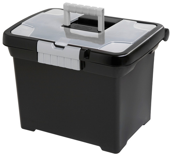 Sterilite ShowOffs 18719004 File Box, 15 in L, 10-7/8 in W, 11-1/2 in H, Plastic, Black/Clear/Titanium [SKU: ORG6971840]