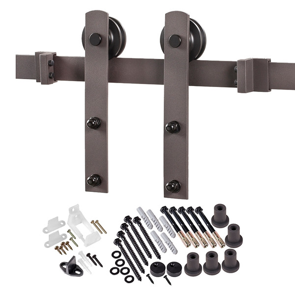 RENIN BD100K-07800-BR Straight Strap Barn Door Hardware Kit, 78-3/4 in L Track, Steel, Bronze, Wall Mounting [SKU: ORG8115925]