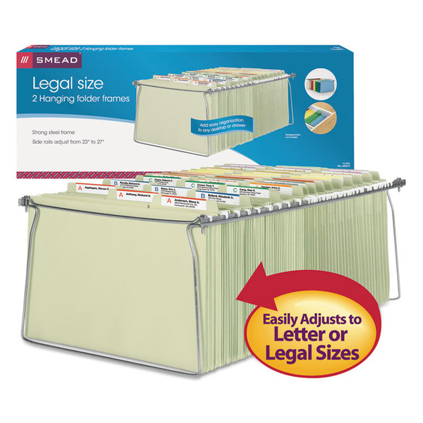 Steel Hanging Folder Drawer Frame, Legal Size, 23" to 27" Long, Gray, 2/Pack [SKU: SMD64873]