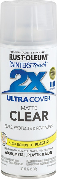 RUST-OLEUM PAINTER'S Touch 249087 Clear Spray Paint, Matte, Clear, 12 oz, Aerosol Can [SKU: ORG3270089]