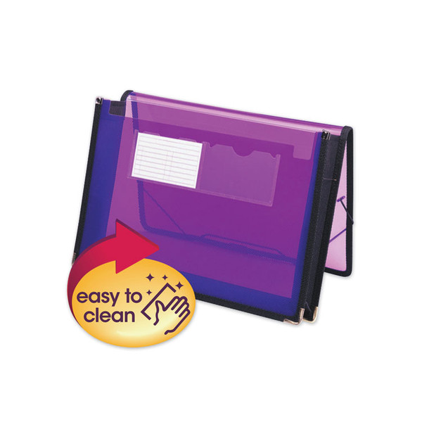 Poly Wallets, 2.25" Expansion, 1 Section, Elastic Cord Closure, Letter Size, Translucent Purple [SKU: SMD71952]