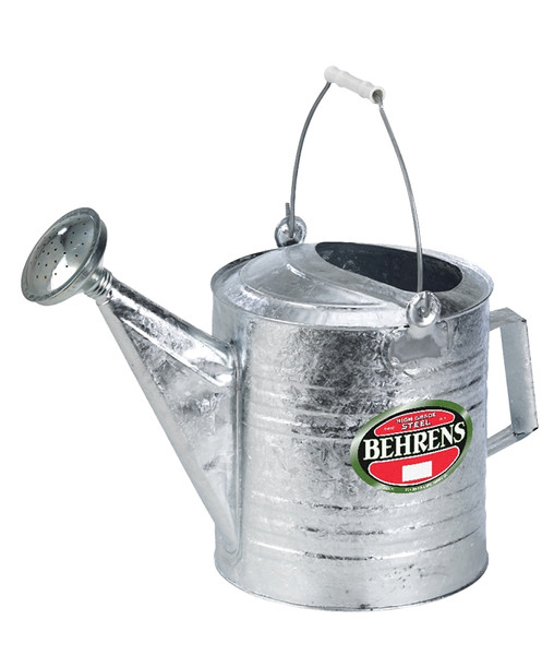 Behrens 210RH Watering Can with Red Wooden Handle, 2.5 gal Can, Steel, Gray, Galvanized [SKU: ORG6923213]