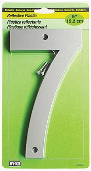 HY-KO 30800 Series 30807 Reflective Sign, Character: 7, 6 in H Character, Black/Silver Character, Plastic [SKU: ORG0234229]
