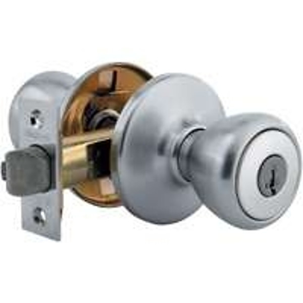 Kwikset 400T26D6ALRCSK3V1 Entry Knob, 3 Grade, Satin Chrome, 2-3/8, 2-3/4 in Backset, K3 Keyway [SKU: ORG0413682]
