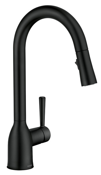 Moen Adler Series 87233BL Pull-Down Kitchen Faucet, 1.5 gpm, 1-Faucet Handle, 1-Faucet Hole, Metal, Matte Black [SKU: ORG7440712]