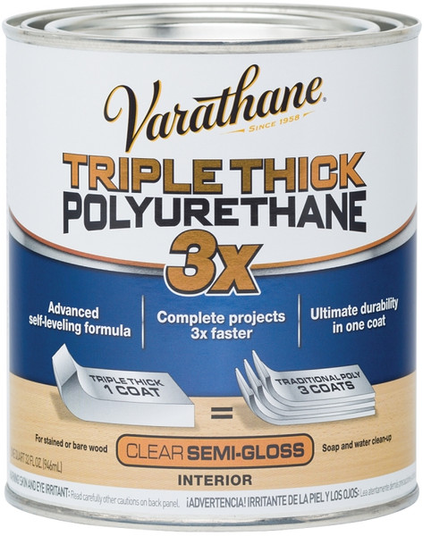 VARATHANE 284472 Polyurethane, Semi-Gloss, Liquid, Clear, 1 qt, Can [SKU: ORG5262332]