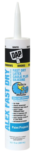 DAP 18425 Acrylic Latex Caulk, White, 24 hr Curing, 10.1 fl-oz Cartridge [SKU: ORG2174951]