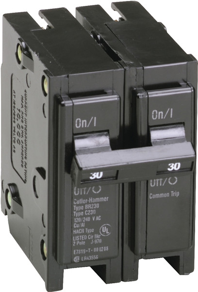 Cutler-Hammer BR230 Circuit Breaker, Mini, Type BR, 30 A, 2 -Pole, 120/240 V, Plug Mounting [SKU: ORG6855142]