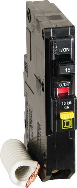Square D QO QO115GFICP Circuit Breaker, Mini, 15 A, 1 -Pole, 120 V, Fixed Trip, Plug Mounting [SKU: ORG6700165]