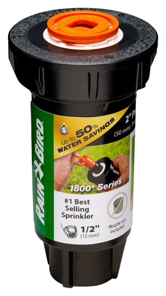 Rain Bird 1800 PRS 1802LNPRS Pressure Regulating Pop-Up Sprinkler, 1/2 in Connection, FNPT, 2 in H Pop-Up, Plastic [SKU: ORG2077071]