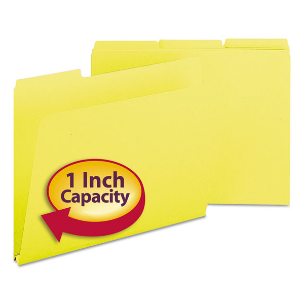 Expanding Recycled Heavy Pressboard Folders, 1/3-Cut Tabs: Assorted, Letter Size, 1" Expansion, Yellow, 25/Box [SKU: SMD21562]