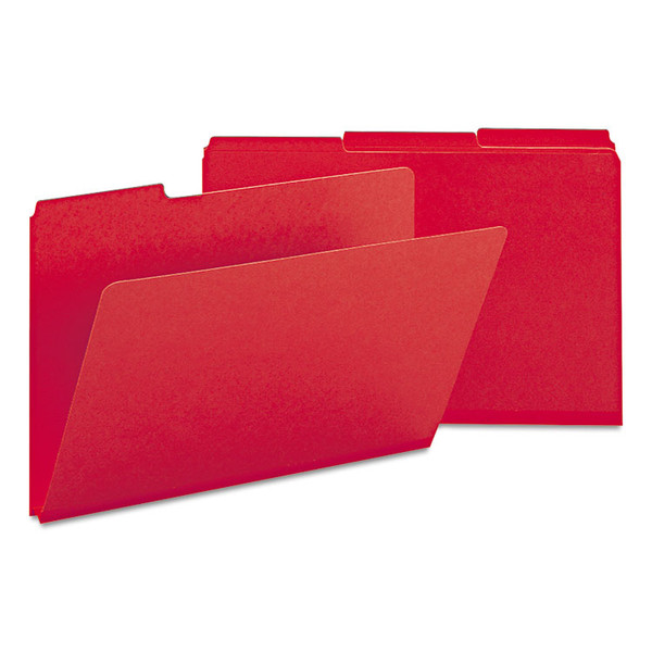 Expanding Recycled Heavy Pressboard Folders, 1/3-Cut Tabs: Assorted, Legal Size, 1" Expansion, Bright Red, 25/Box [SKU: SMD22538]