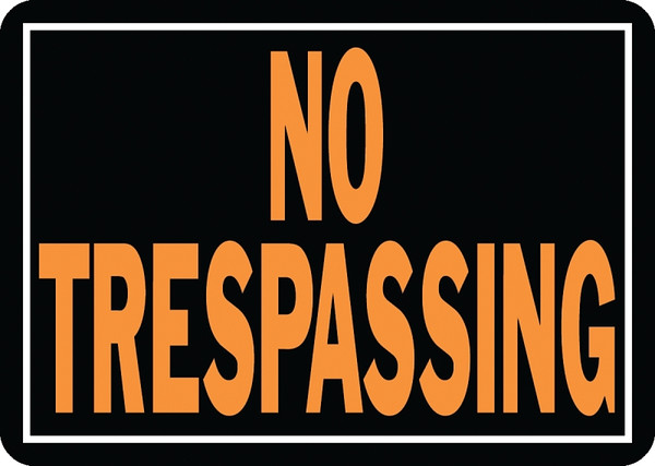 HY-KO Hy-Glo Series 804 Identification Sign, Rectangular, NO TRESPASSING, Fluorescent Orange Legend, Black Background [SKU: ORG8400756]
