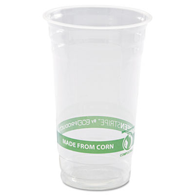 GreenStripe Renewable and Compostable PLA Cold Cups, 24 oz, 50/Pack, 20 Packs/Carton [SKU: ECOEPCC24GS]