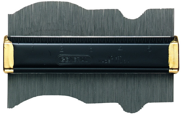 GENERAL 837 Contour Gauge with Pins, 6 in L, 3-1/2 in W, SAE Graduation, Stainless Steel [SKU: ORG4724290]