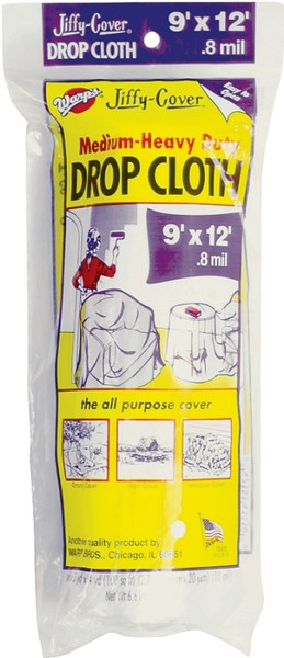 Warp's 8JC-912 Drop Cloth, 12 ft L, 9 ft W, Plastic [SKU: ORG0192799]