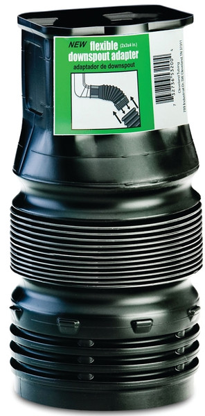 Amerimax 53202 Downspout Adapter, 4 in Connection, Plastic, Black [SKU: ORG7020605]
