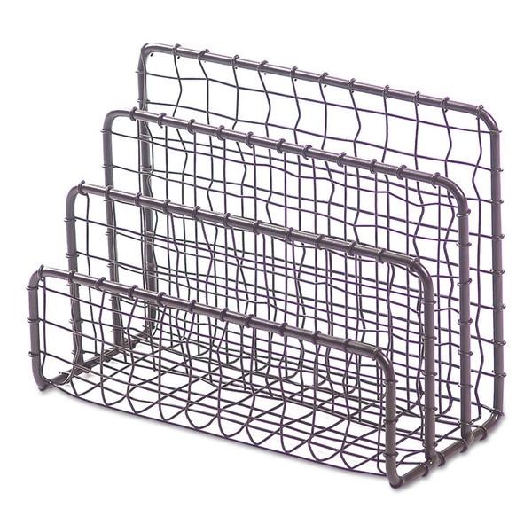 Vintage Wire Mesh File and Letter Sorter, 3 Sections, DL to Legal Size Files, 6.63" x 2.88" x 5.13", Vintage Bronze [SKU: UNV20062]