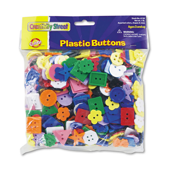 Plastic Button Assortment, 1 lb, Assorted Colors/Shapes/Sizes [SKU: CKC6120]