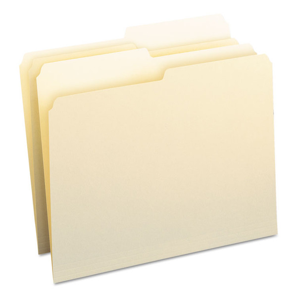 Manila File Folders, 1/2-Cut Tabs: Assorted, Letter Size, 0.75" Expansion, Manila, 100/Box [SKU: SMD10320]