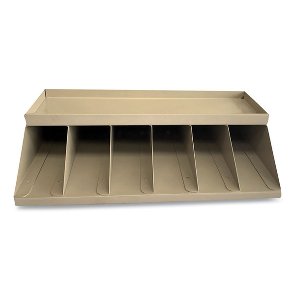 Coin Wrapper and Bill Strap Single-Tier Rack, 6 Compartments, 10 x 8.5 x 3, Steel, Pebble Beige [SKU: CNK500014]