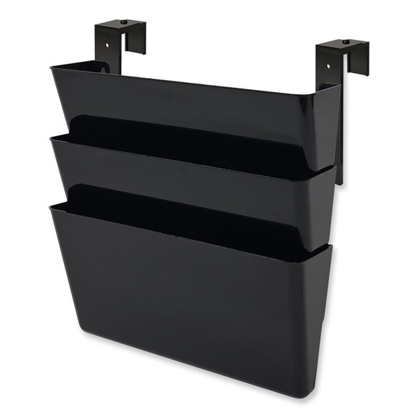 DocuPocket Stackable Three-Pocket Partition Wall File, 3 Sections, Letter Size, 13" x 4", Black [SKU: DEF73504]