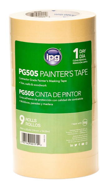 IPG PG505.121R Masking Tape, 60 yd L, 0.94 in W, Paper Backing, Beige [SKU: ORG4110839]