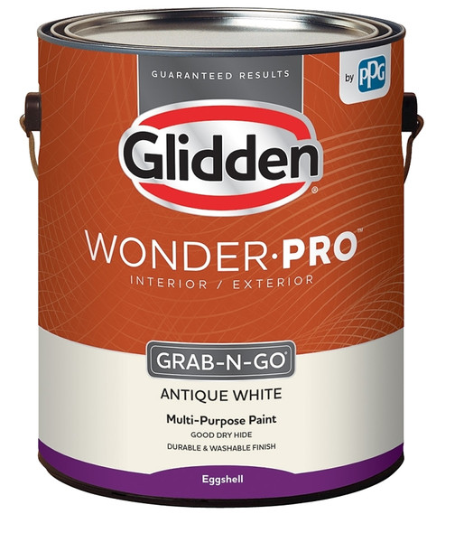 Glidden Wonder-Pro GLWP31 Series GLWP31AW/01 Paint, Eggshell, Antique White, 1 gal [SKU: ORG5484837]