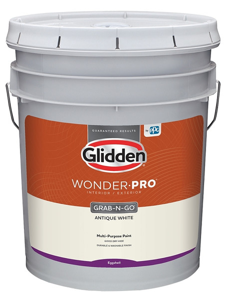 Glidden Wonder-Pro GLWP31 Series GLWP31AW/05 Paint, Eggshell, Antique White, 5 gal [SKU: ORG5484845]