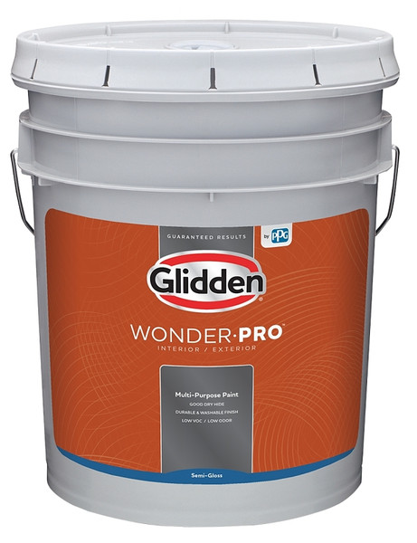 Glidden Wonder-Pro GLWP32 Series GLWP32WB/05 Paint, Semi-Gloss, Pastel Base/White, 5 gal [SKU: ORG5484860]