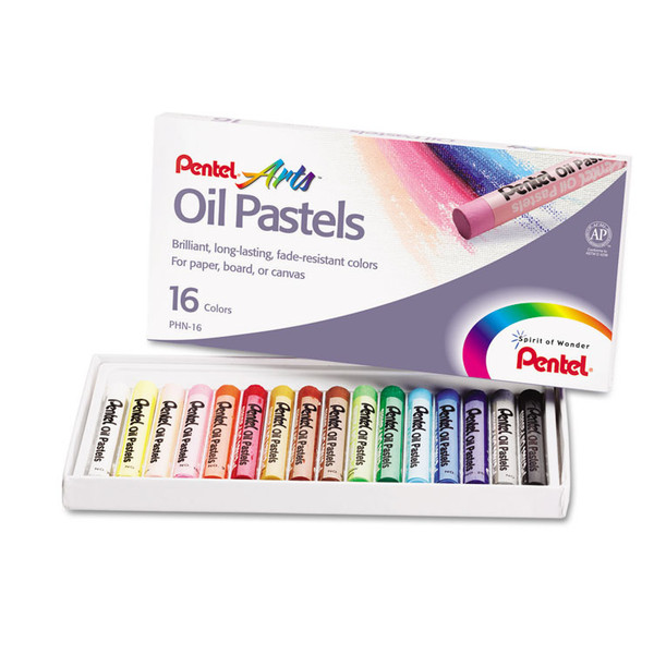 Oil Pastel Set With Carrying Case, 16 Assorted Colors, 0.38" dia x 2.38", 16/Pack [SKU: PENPHN16]