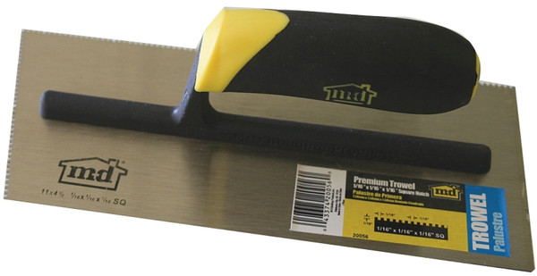 M-D 20056 Tile Installation Trowel, 11 in L, 4-1/2 in W, Square Notch, Comfort Grip Handle [SKU: ORG5708284]
