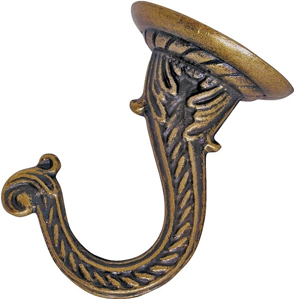 Landscapers Select GB0073L Ceiling Hook, 2.5 in L, Zinc Alloy, Antique Brass, Wall Mount Mounting [SKU: ORG5242466]