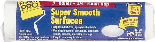 FOAMPRO 29 Paint Roller Cover, 1/4 in Thick Nap, 9 in L, Foam Cover [SKU: ORG3120292]