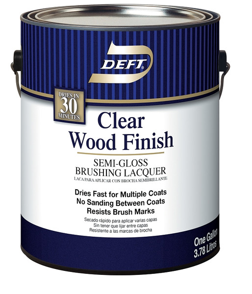 DEFT 011-01 Brushing Lacquer, Semi-Gloss, Liquid, Clear, 1 gal, Can [SKU: ORG9393547]