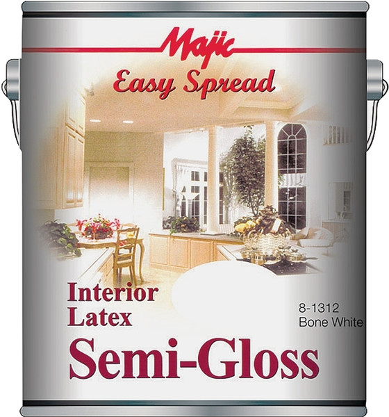Majic Paints 8-1312-1 Interior Paint, Semi-Gloss, Bone White, 1 gal, Can, Latex Base, Resists: Water [SKU: ORG9260837]