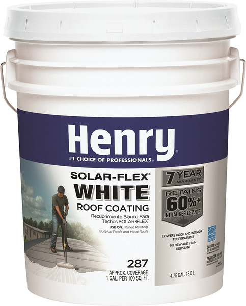 Henry HE287SF871 Elastomeric Roof Coating, White, 5 gal Pail, Cream [SKU: ORG7418445]