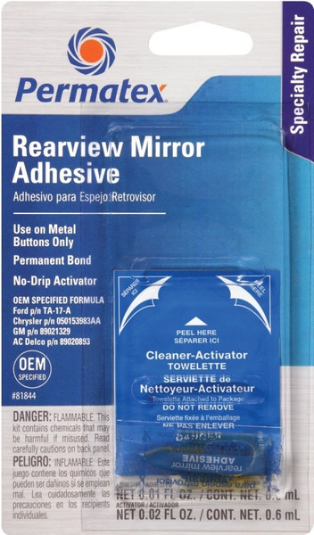 Permatex 81844 Rearview Mirror Adhesive, Liquid, Irritating, Yellow [SKU: ORG1463645]