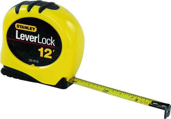 STANLEY STHT30810 Measuring Tape, 12 ft L Blade, 1/2 in W Blade, Steel Blade, ABS Case, Black/Yellow Case [SKU: ORG1755081]