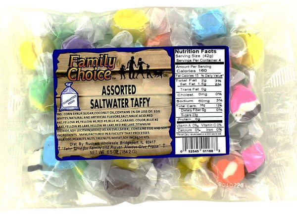 Family Choice 1168 Taffy Candy, Assorted Fruits Flavor, 6.5 oz [SKU: ORG6799100]