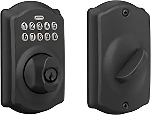 Schlage BE365 V CAM 622 Keypad Deadbolt, 2 Grade, Keyed, Keypad Key, Zinc, Matte Black, 2-3/8, 2-3/4 in Backset [SKU: ORG7457039]