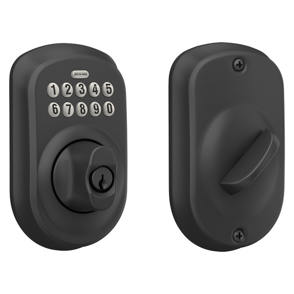 Schlage BE365 V PLY 622 Keypad Deadbolt, 2 Grade, Keyed, Keypad Key, Matte Black, 2-3/8, 2-3/4 in Backset, C Keyway [SKU: ORG7457047]
