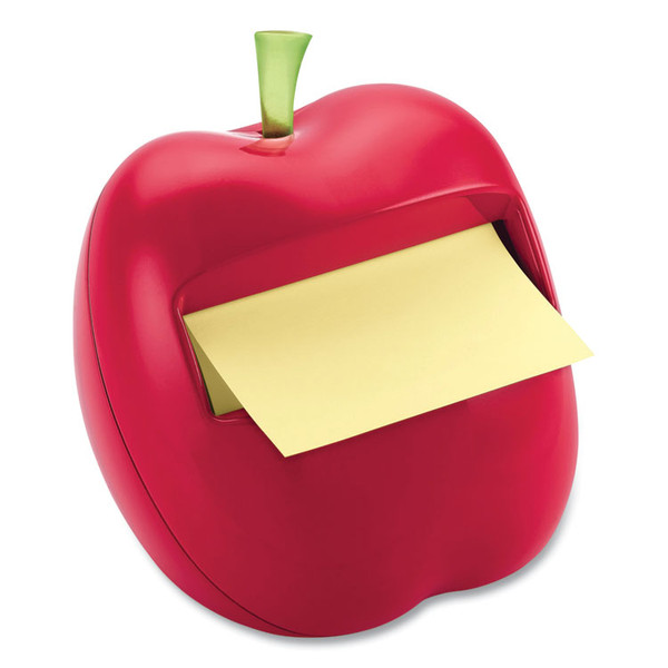 Apple-Shaped Dispenser, For 3 x 3 Pads, Red, Includes 50-Sheet Canary Yellow Pop-Up Pad [SKU: MMMAPL330]