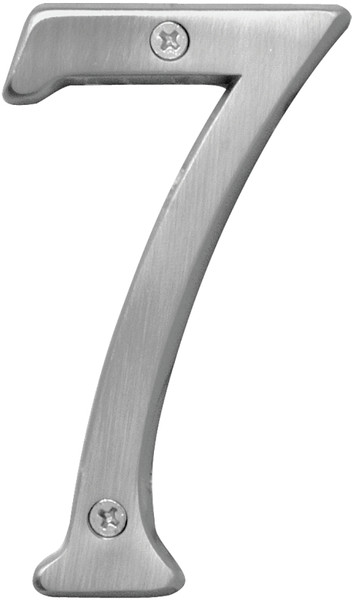 HY-KO Prestige Series BR-43SN/7 House Number, Character: 7, 4 in H Character, Nickel Character, Brass [SKU: ORG6845697]