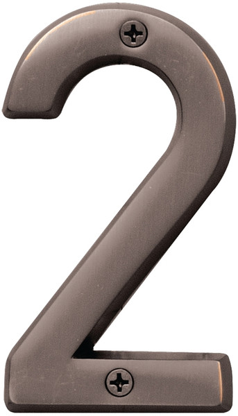 HY-KO Prestige Series BR-42OWB/2 House Number, Character: 2, 4 in H Character, Bronze Character, Solid Brass [SKU: ORG6763072]