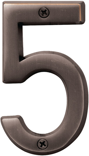 HY-KO Prestige Series BR-42OWB/5 House Number, Character: 5, 4 in H Character, Bronze Character, Solid Brass [SKU: ORG6763130]